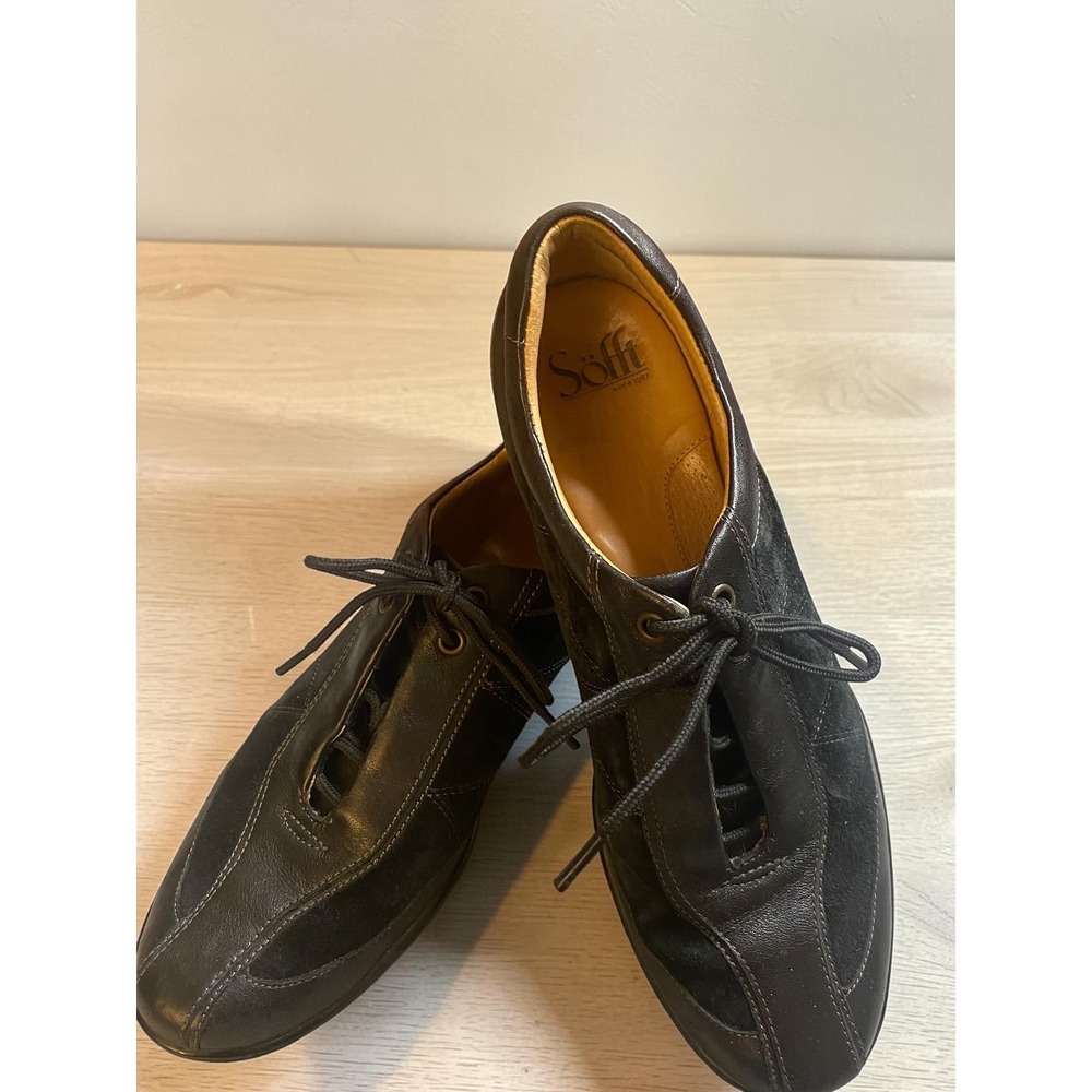 Sofft Affinia Oxford Black Leather Suede Lace Up Shoes Womens 8.5 NEW